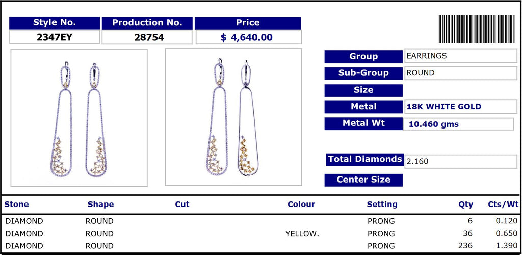 Fancy Yellow Diamond Party Time Earring 2347EY28754