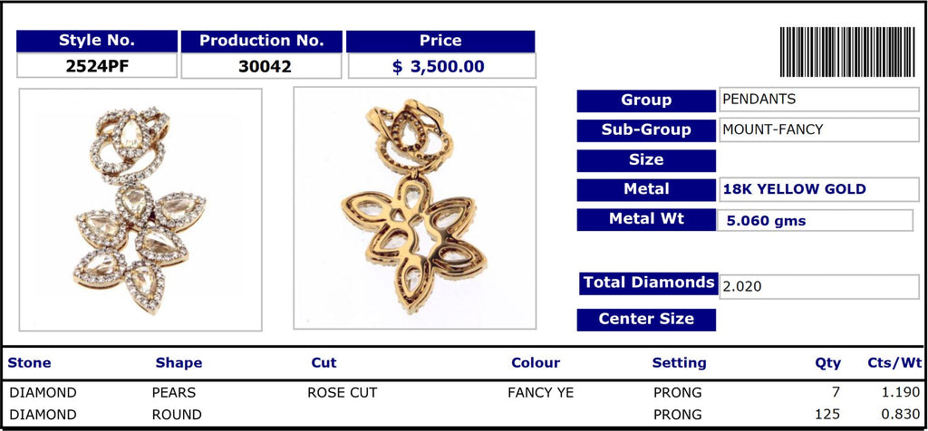 Floral Fancy Yellow Diamond Party Time Pendant 2524PF30042