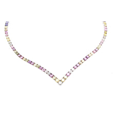 Multi Color V-shape Sapphire Necklace 336NS29753