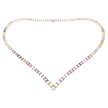 Multi Color V-shape Sapphire Necklace 336NS29753