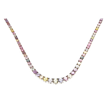 Multi Color Round Sapphire Hepburn Necklace 337NS29752