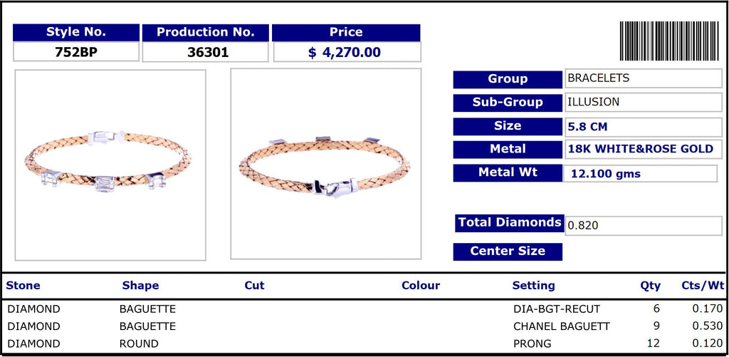 Illusion Diamond Italian Knot Bracelet 752BP36301