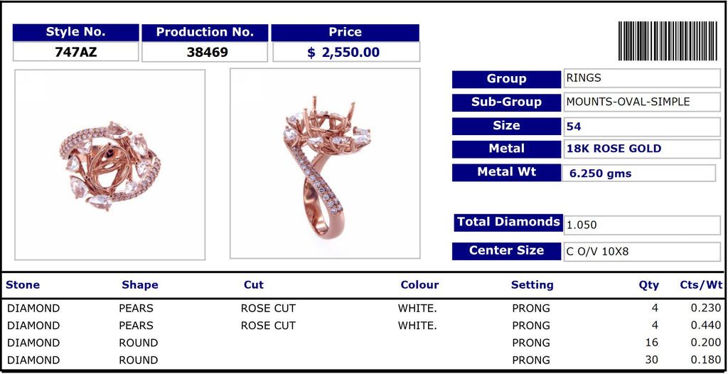 Classic Oval Mount Ring 747AZ38469