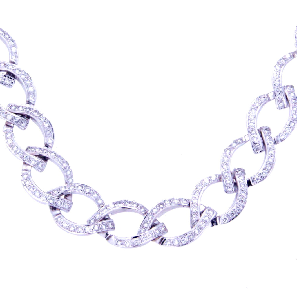 Oval Mount Diamond Link Necklace 509PD640