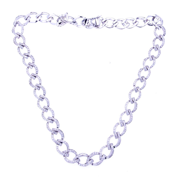 Oval Mount Diamond Link Necklace 509PD640