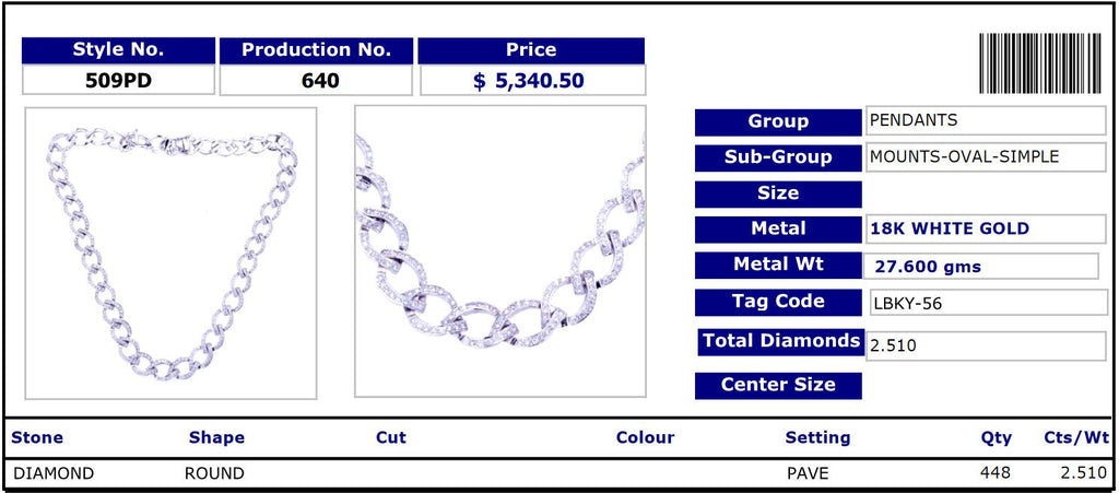 Oval Mount Diamond Link Necklace 509PD640