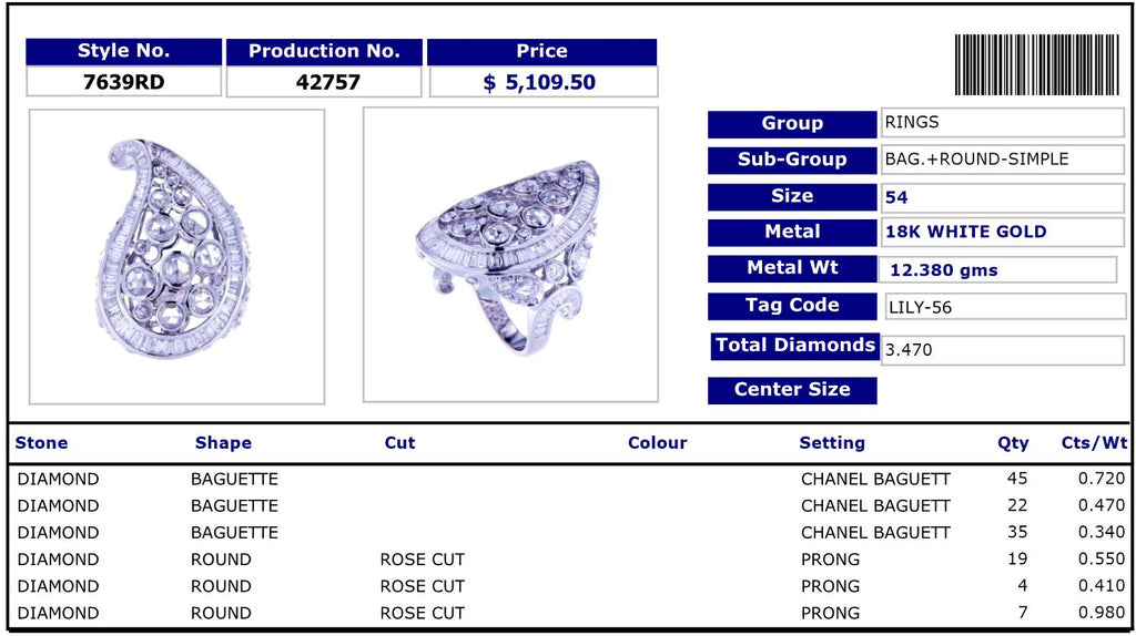 Round Baguette Diamond Ring 7639RD42757