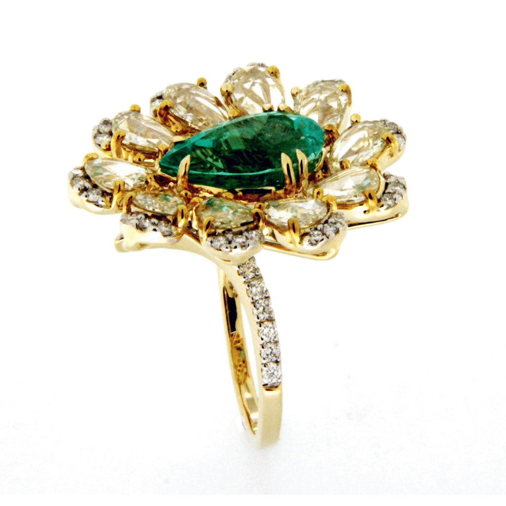 Floral Pear Emerald Ring 7871RE28536