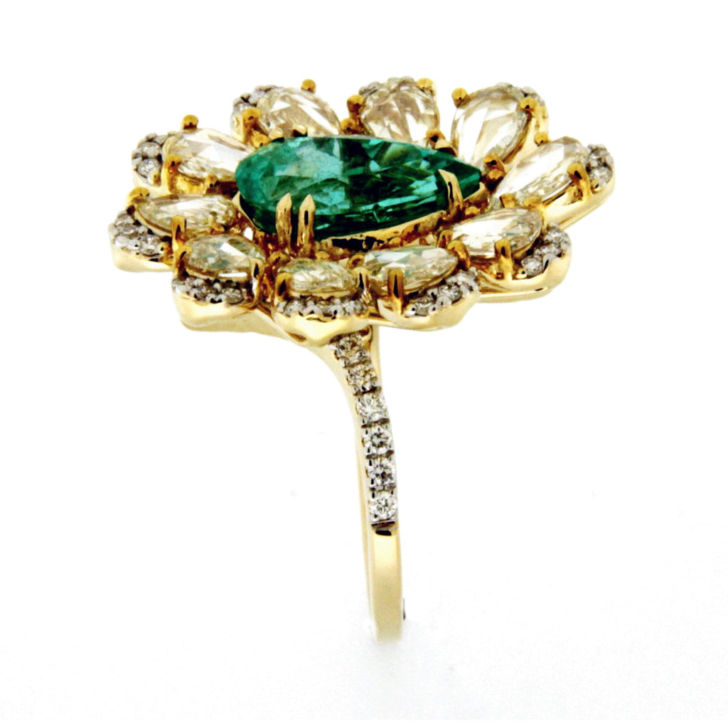 Floral Pear Emerald Ring 7871RE28536