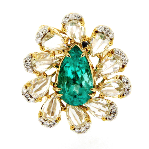 Floral Pear Emerald Ring 7871RE28536